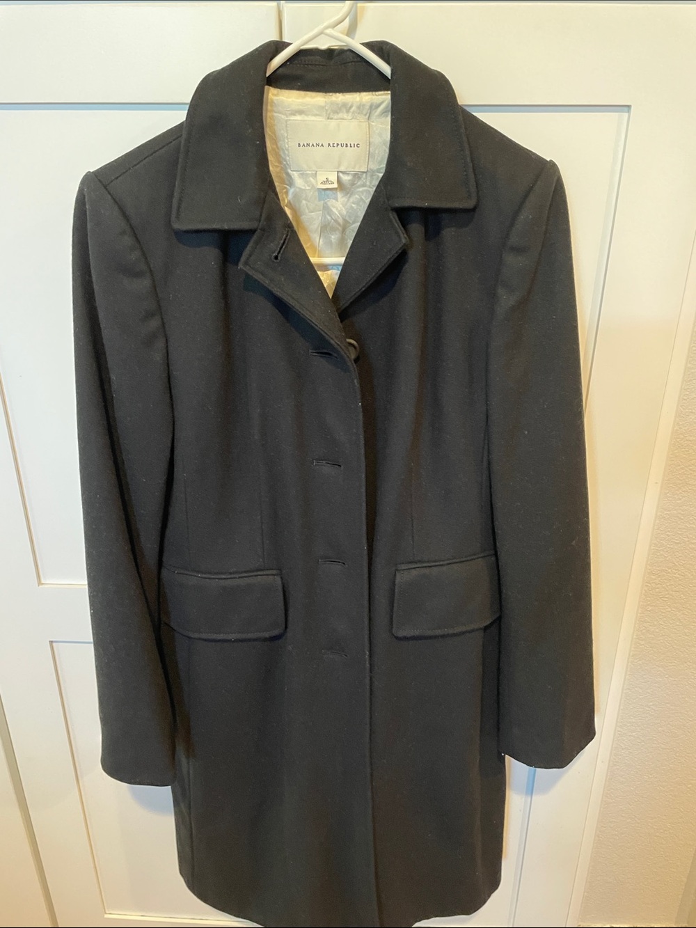 Banana Republic Women's Black Wool-Blend Pea Coat